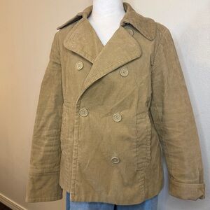 Women’s GAP Tan Corduroy Peacoat with Pink Lining